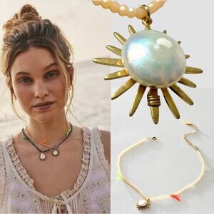 Free People Ariana Ost Sunlight Choker in Citrine NWT Sun Charm Bohemian Dainty